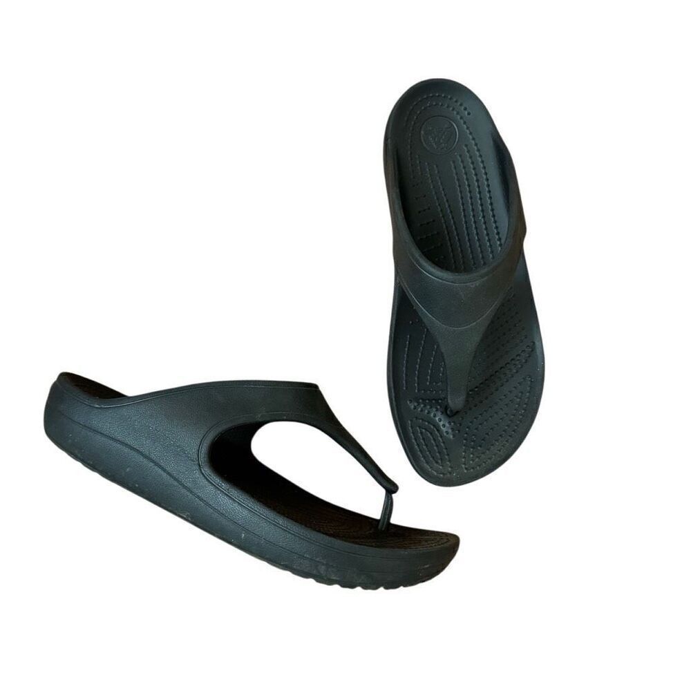Crocs Boca Wedge Flip Flop Sandals Black Women’s Size 9